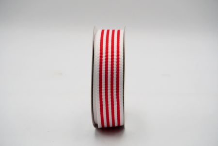 Weißes und rotes Streifen-Grosgrain-Band mit klassischen Linien_K1748-271